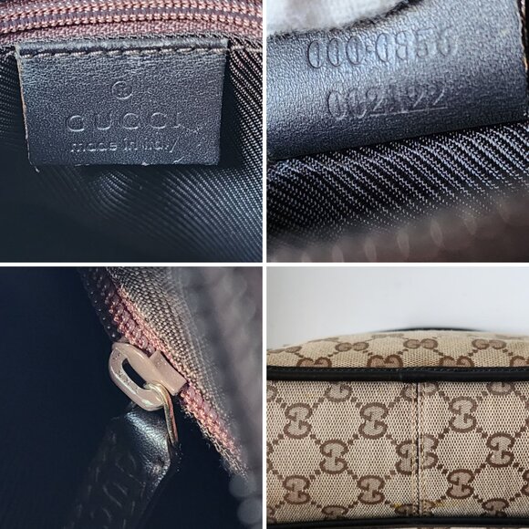 Vintage Gucci GG Supreme Monogram Canvas Brown Leather Mini Zippered Tote Bag - Picture 7 of 16